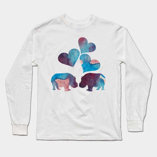 Hippo Art Long Sleeve T-Shirt by TheJollyMarten